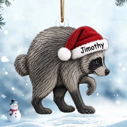 Viral Jimothy Raccoon Acrylic Ornament, Funny Santa Hat Christmas Tree Keepsake, Creative Gift for Animal Lovers