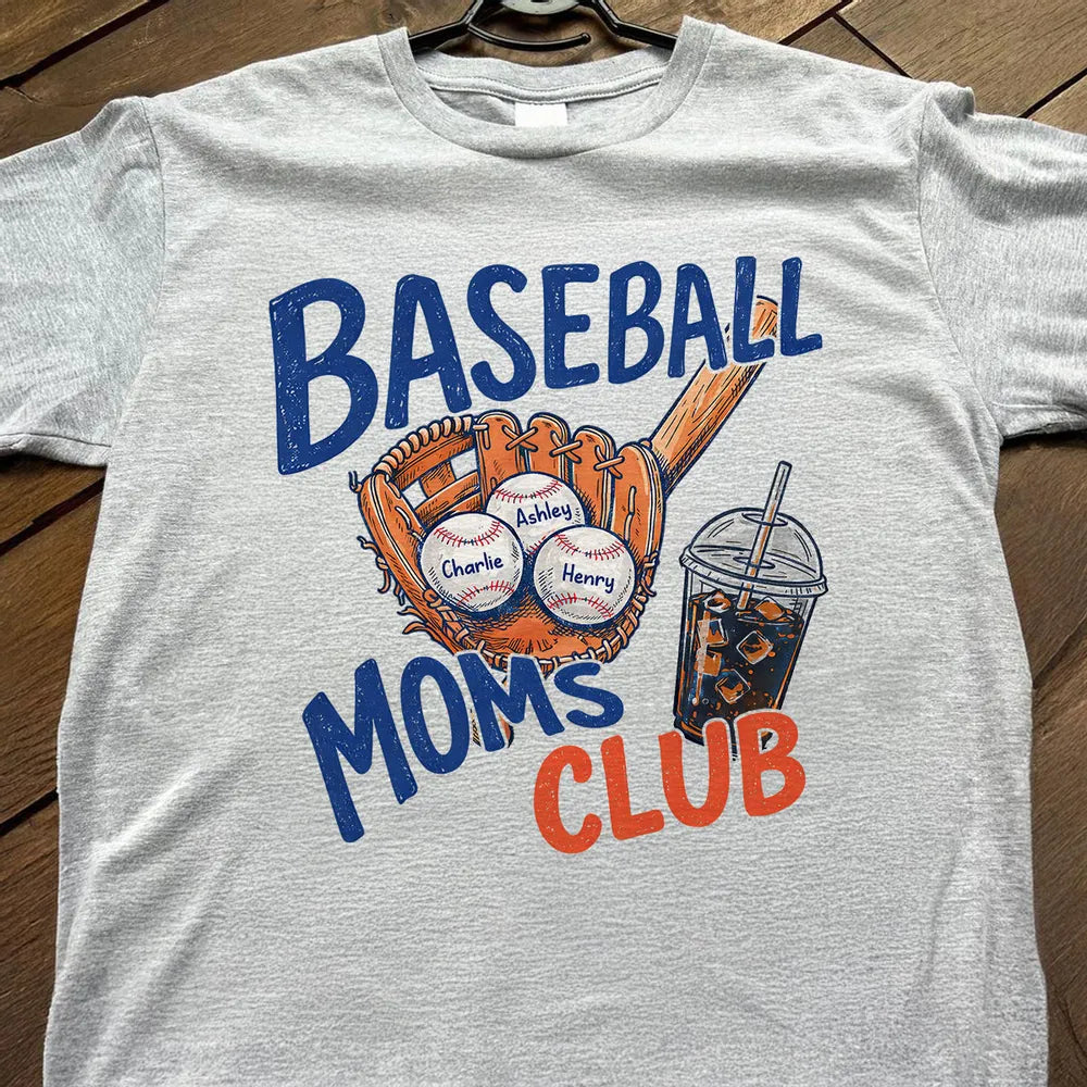Personalized Baseball Moms Club Classic Tee, Retro Glove Graphic Game Day Spirit, Unique Gift for Mom