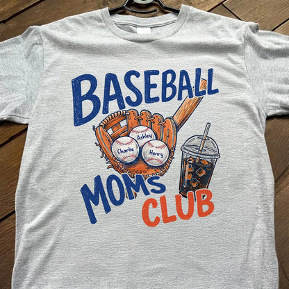 Personalized Baseball Moms Club Classic Tee, Retro Glove Graphic Game Day Spirit, Unique Gift for Mom