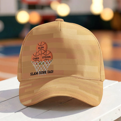 Personalized Classic Cap With Basketball Hoop Design, Unique Creative Gift For Dad
