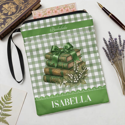 Personalized Book Sleeve with Bookaholic Script and Floral Books, Creative Gift for Readers
