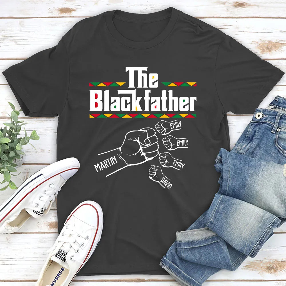 Personalized The Blackfather Classic Tee with Fist Bump Family Graphic - Unique Father's Day Gift for Dad
