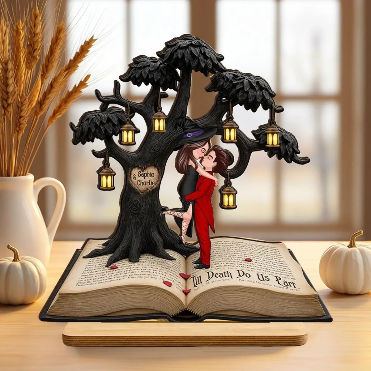 Personalized 2-Layer Wooden Plaque With Till Death Do Us Part Couple Scene, Creative Gift For Partners