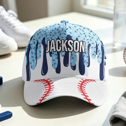 Personalized Classic Cap for Baseball Fans, Playful Ice Cream Drip Design, Creative Gift for Players