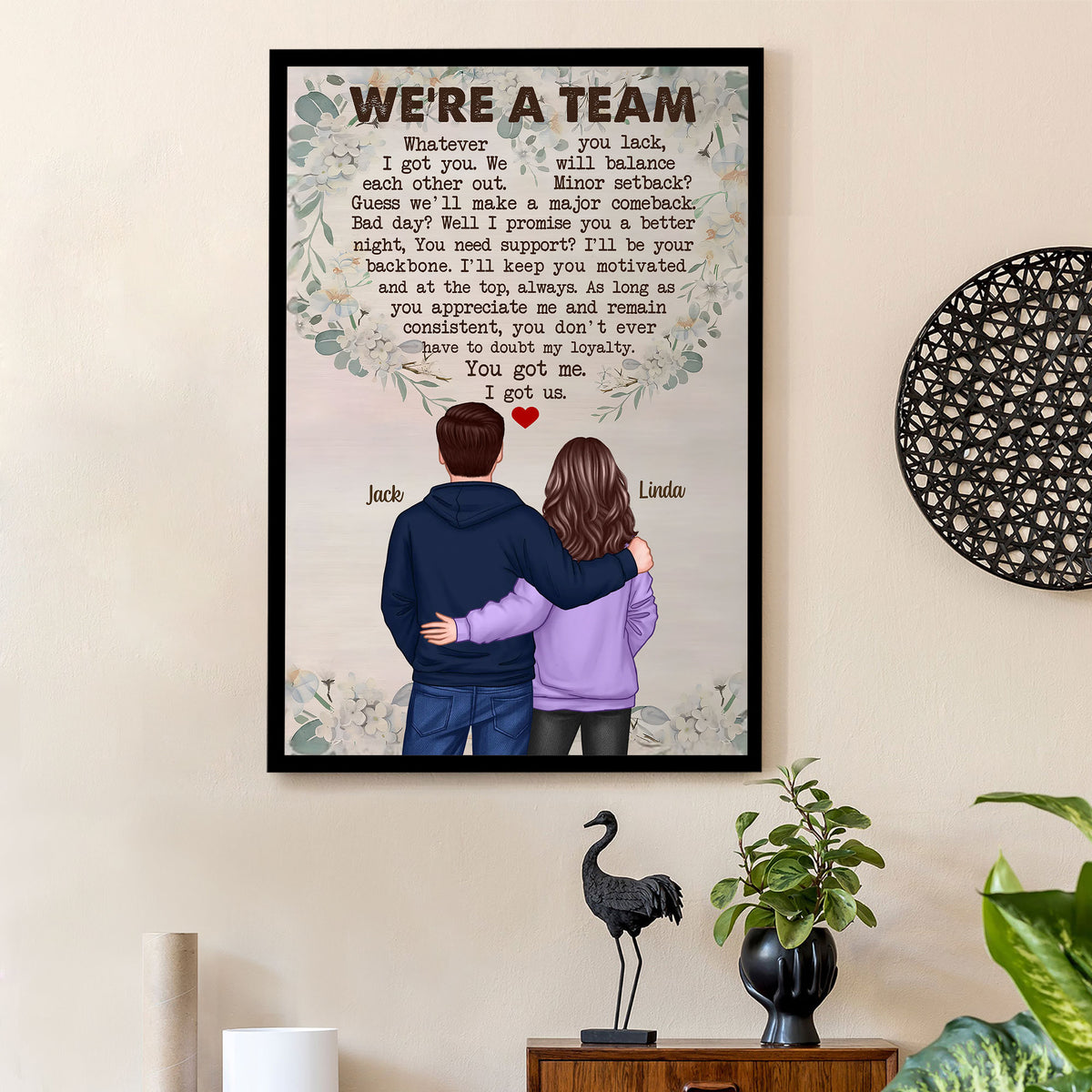We're a Team Personalized Couple Poster - Perfect Gift for Lovers, Anniversaries, Valentine's Day, and Weddings