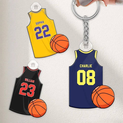 "Personalized Basketball, Soccer, American Football, Baseball Jersey Gift - Custom Acrylic Keychain for Sister, Son , Husband, Him - Perfect Sports Memorabilia Gift"
