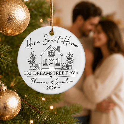 Home Sweet Home Ceramic Ornament, Personalized Tree Keepsake, Creative Housewarming Gift for New Homeowners
