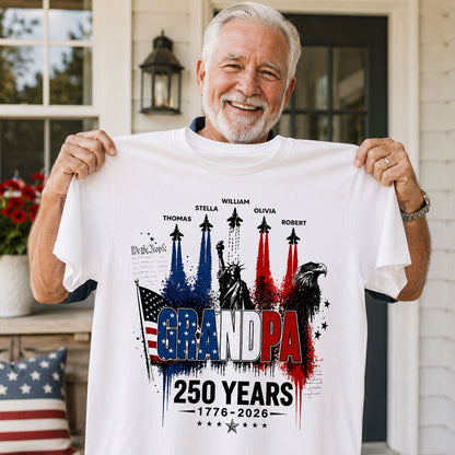 Patriotic Jet Fighter Classic Tee, Personalized Grandpa America Pride Unique Gift for Father's Day