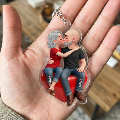 Personalized Acrylic Car Hanger, Romantic Couple Kiss Car Mirror Decor, Unique Gift for Boyfriend