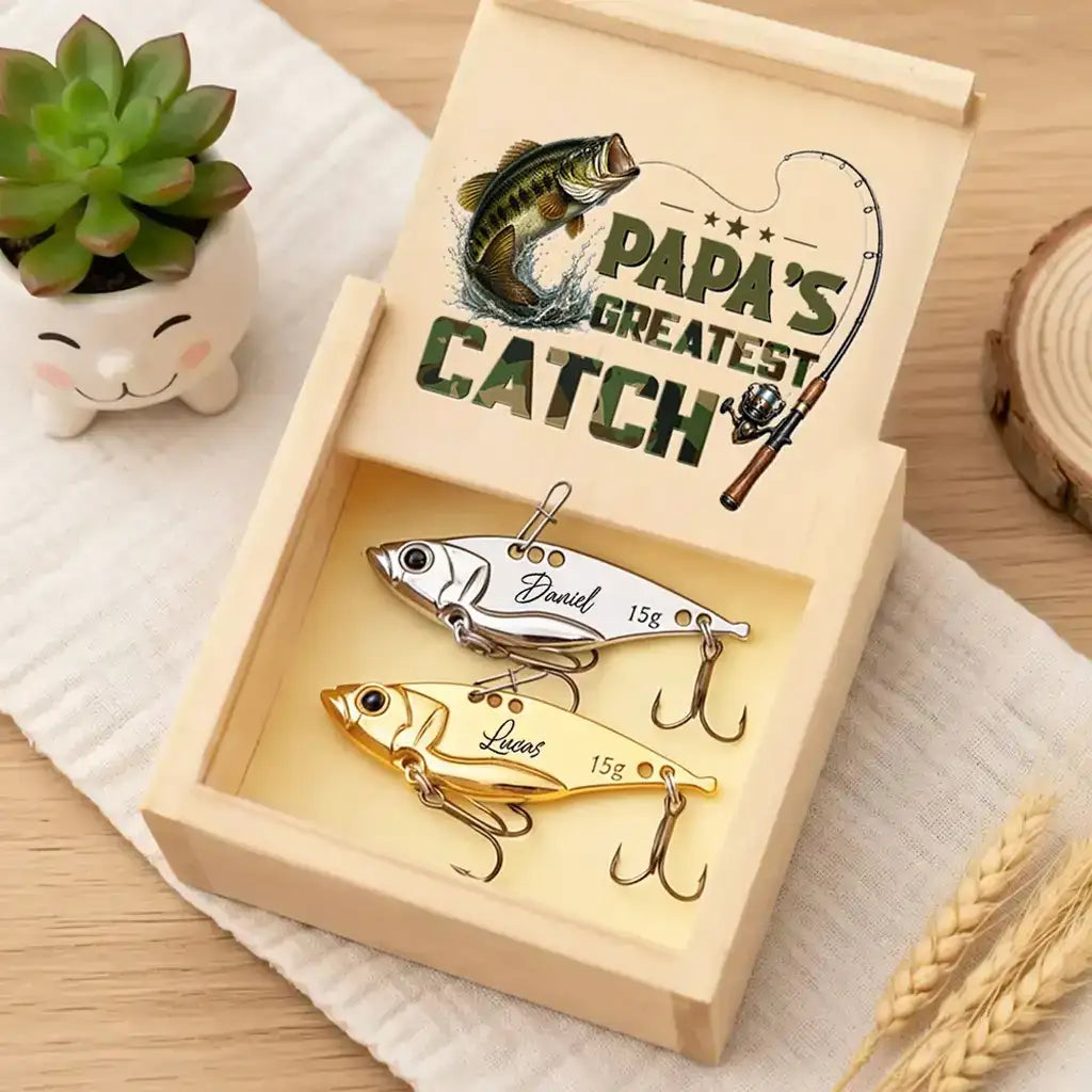 Custom Stainless Steel Fishing Lure with Bass & Rod Art, Creative Gift for Dad, Grandpa or Angler