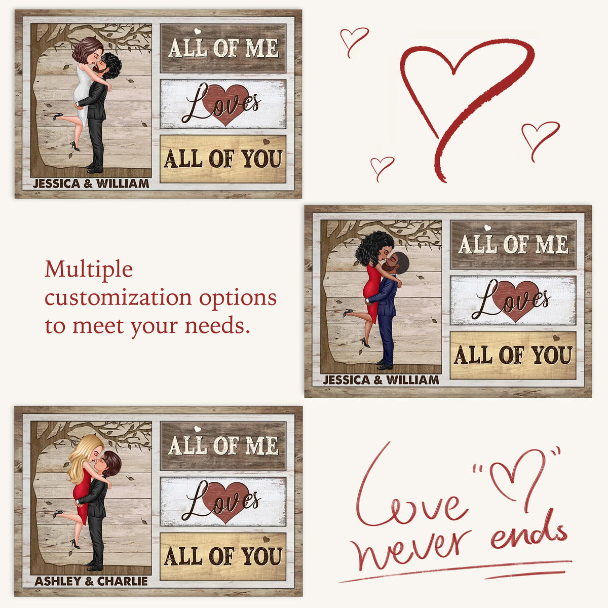 Custom Couple Poster All Of Me Loves All Of You Modern Romantic Wall Art Unique Gift For Anniversary Birthday Or Christmas