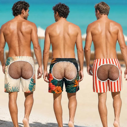 Personalized Men's Beach Shorts, Cheeky Custom Print for Beach Vacation, Unique Gift for Him