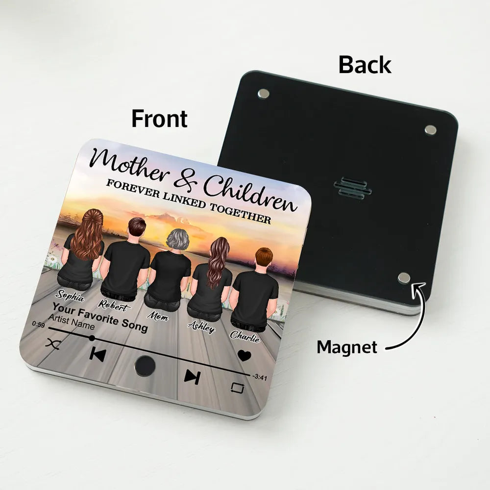 Personalized Sunset Music Theme Acrylic Fridge Magnet – Custom Gift for Mothers