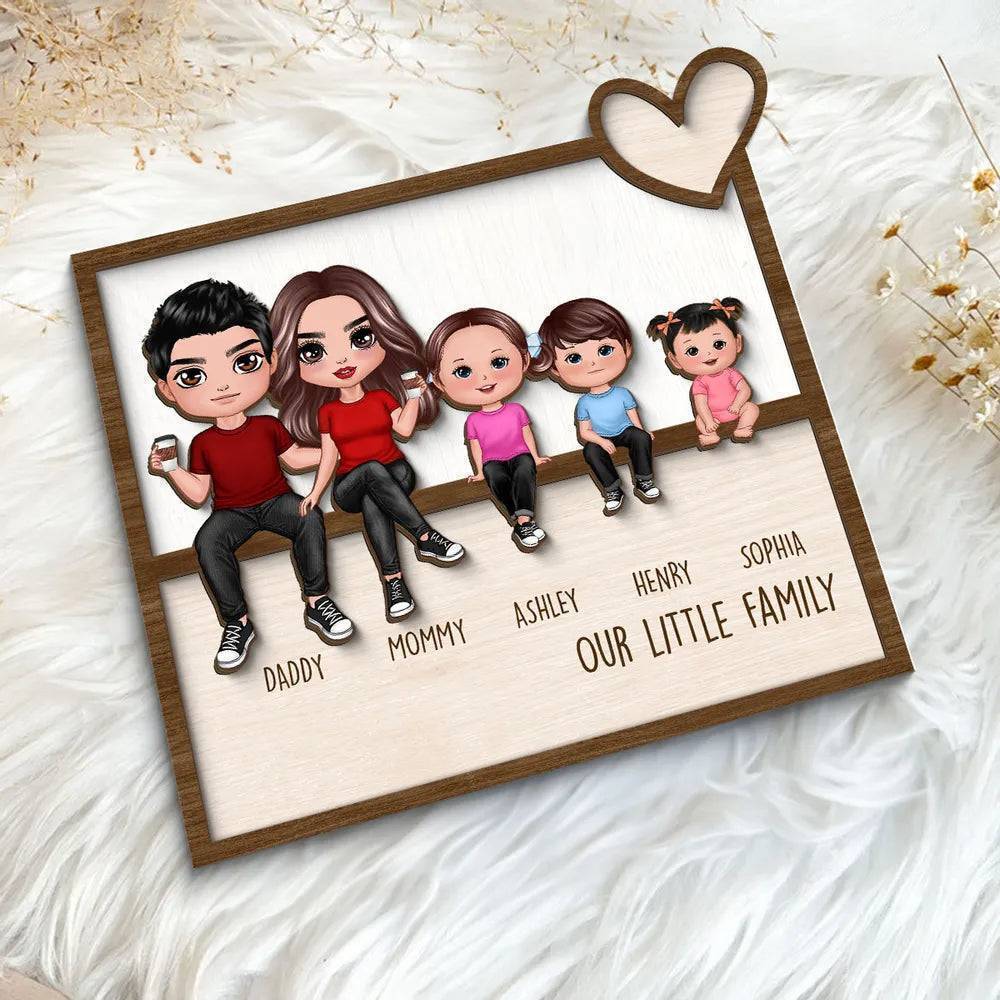 United at Heart - Personalized Family Gathering 2-Layer Wooden Plaque - Cherished Home Decor