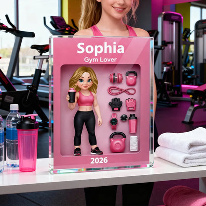 Rectangle Acrylic Block Plaque 'Stronger Everyday' Gym-Themed Desk Decor, Personalized Motivational Gift