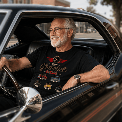 Personalized Grandpa's Garage Shirt, Custom Grandkids Car Tee, Father's Day or Birthday Gift for Grandpa