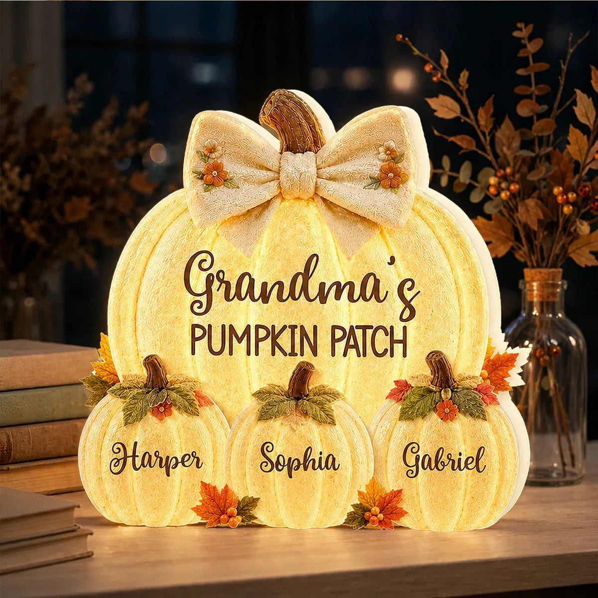 Grandma's Pumpkin Patch Acrylic Light Box, Warm Autumn Keepsake, Creative Personalized Gift for Grandma