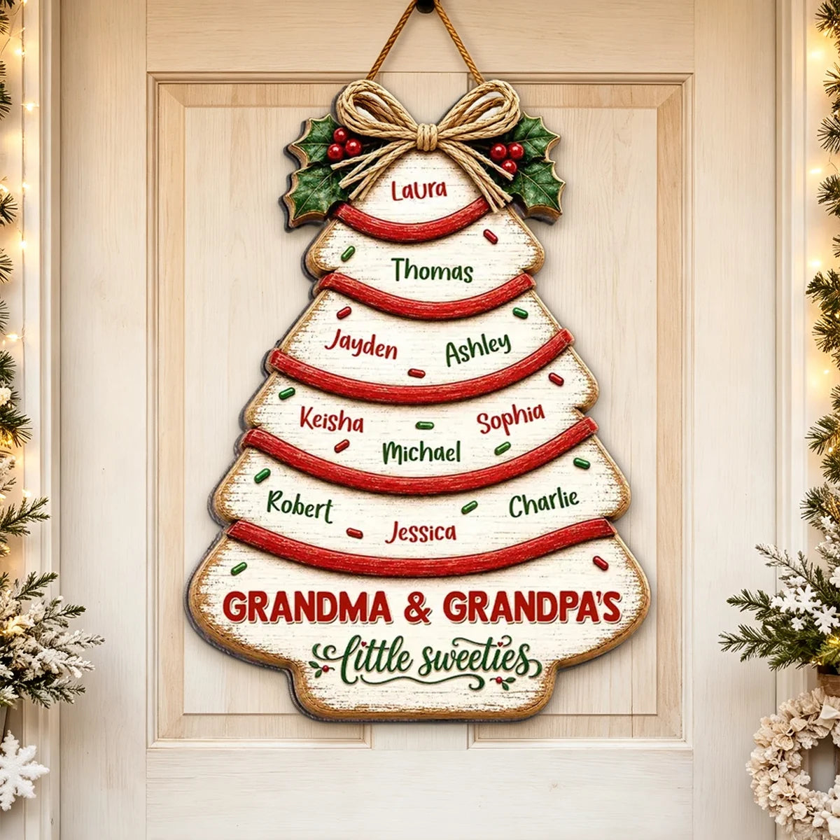 Personalized Wooden Sign, Grandma & Grandpa's Little Sweeties Decor, Unique Christmas Family Gift