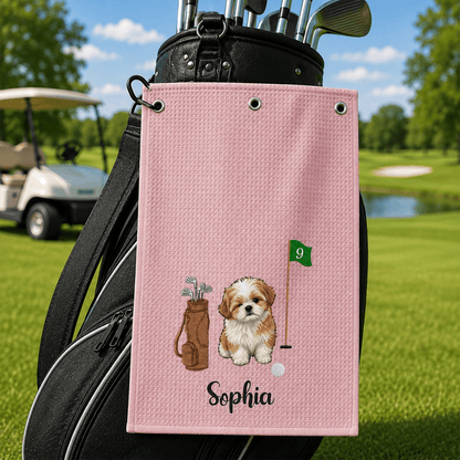 Personalized Embroidered Golf Towel with Custom Pet Portrait & Name, Unique Golf Gift for Golfers and Pet Lovers