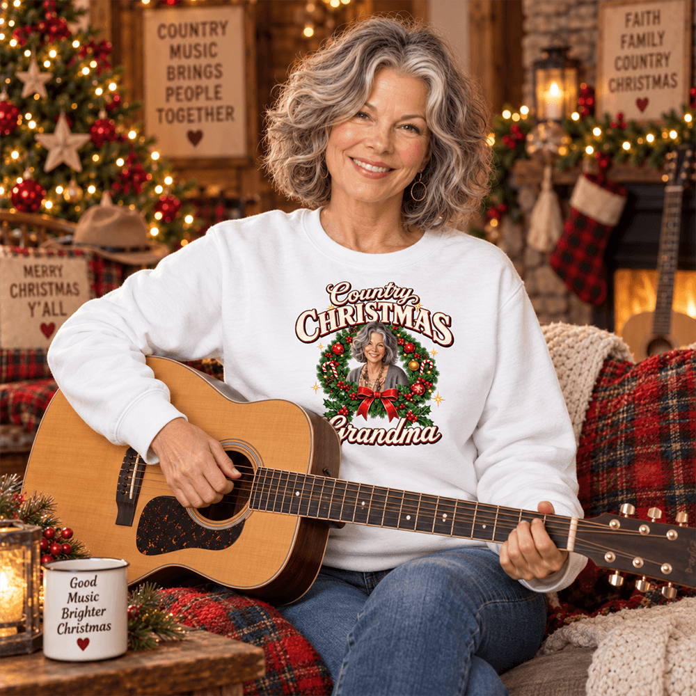 Personalized Retro Christmas Sweatshirt, Holly Jolly Woman in Wreath, Unique Gift for Her