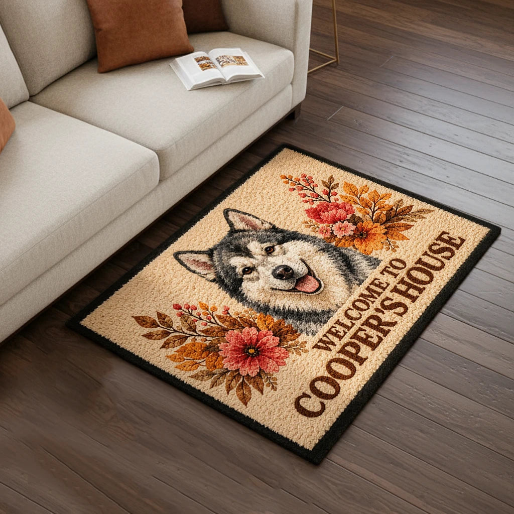 Standard Doormat with Personalized Dog Welcome Design, Creative Gift for Dog Lovers and a Warm Entryway
