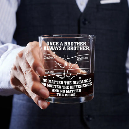 Personalized Brother Fist Bump Whiskey Glass No Matter The Distance Quote Unique Gift for Brother