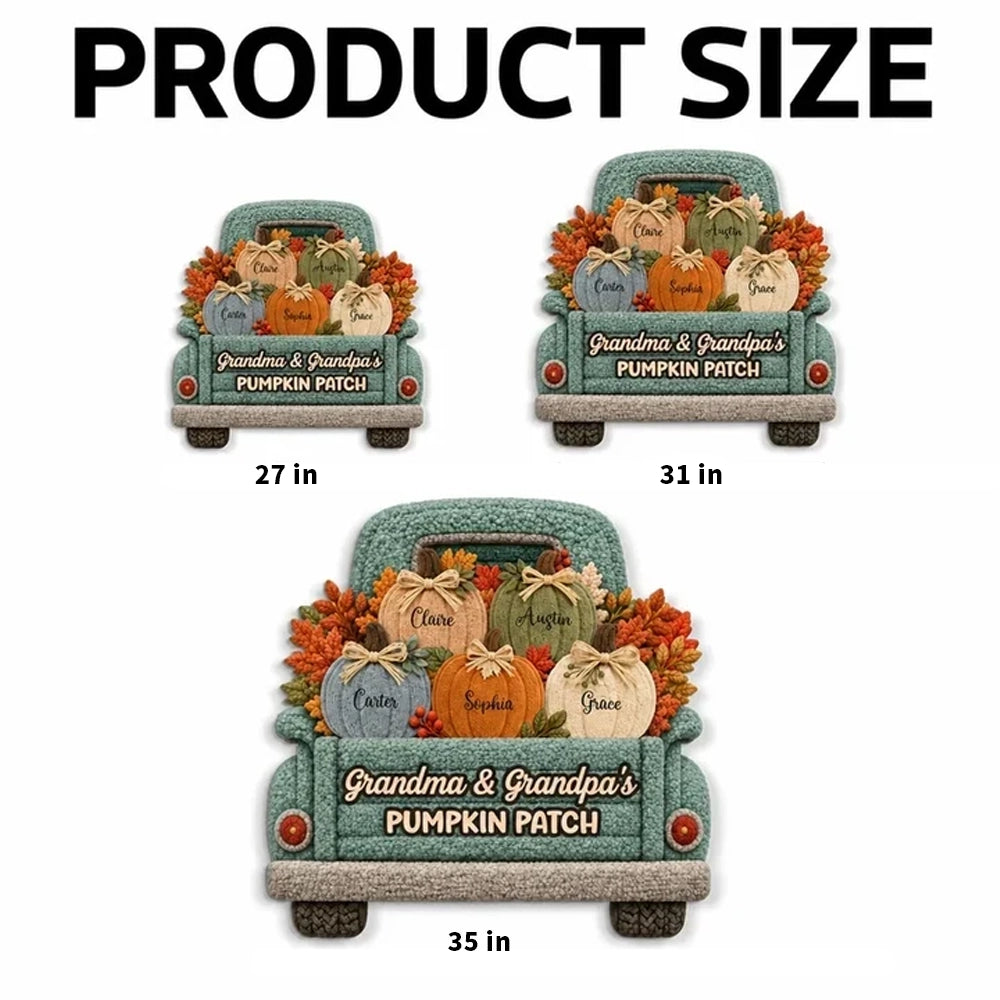 Personalized Shaped Doormat, Autumn Pumpkin Truck Decor, Unique Gift for Grandma and Grandpa