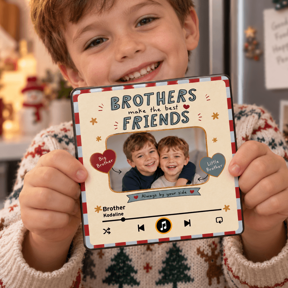 Personalized Acrylic Music Magnet, Custom Photo Gift for Brothers or Sisters, Choose Brothers or Sisters, Unique Sibling Keepsake