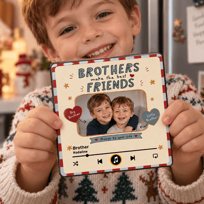Personalized Acrylic Music Magnet, Custom Photo Gift for Brothers or Sisters, Choose Brothers or Sisters, Unique Sibling Keepsake