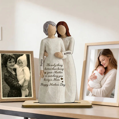 Custom 2-Layer Wooden Plaque with Sweet Motherhood Message - Meaningful New Mom Gift for Nursery or Living Room