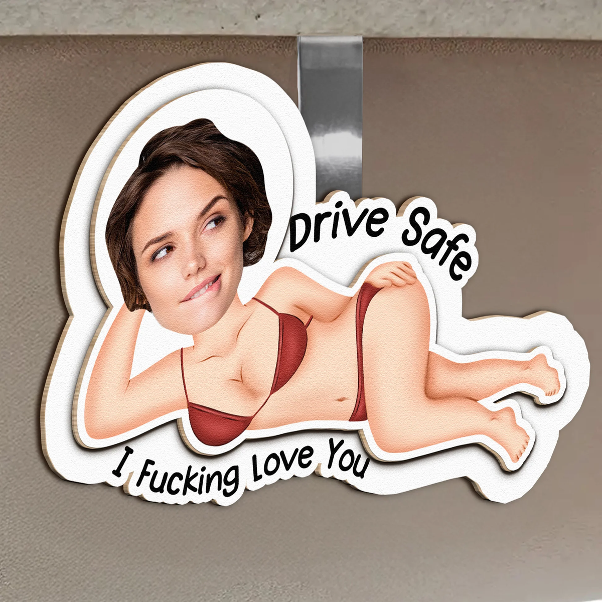 Personalized Photo Car Visor Clip Drive Safe I Fucking Love You Funny Romantic Gift for Wife or Girlfriend