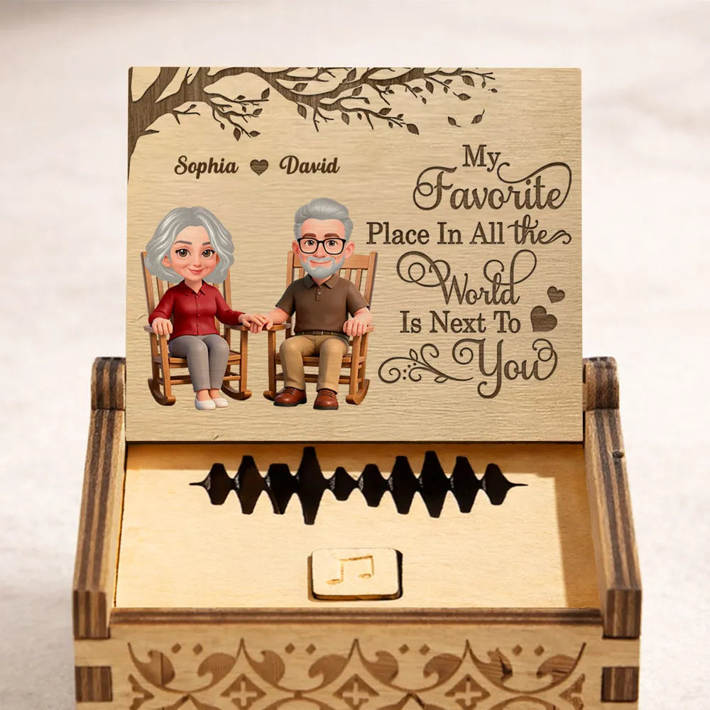 My Favorite Place Is Next To You Personalized Wooden Music Box, Sweet Couple Gift for Anniversary or Valentine's Day
