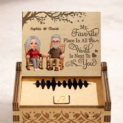 My Favorite Place Is Next To You Personalized Wooden Music Box, Sweet Couple Gift for Anniversary or Valentine's Day