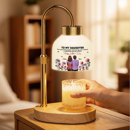 To My Daughter Personalized Candle Warmer Lamp With Mom and Daughter Illustration, Warm Glow Home Decor, Thoughtful Gift