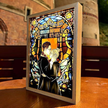 Wooden Frame Light Box Personalized Romantic Spellbound Couple Kiss Warm Glow Decor A Unique Creative Gift For Your Partner