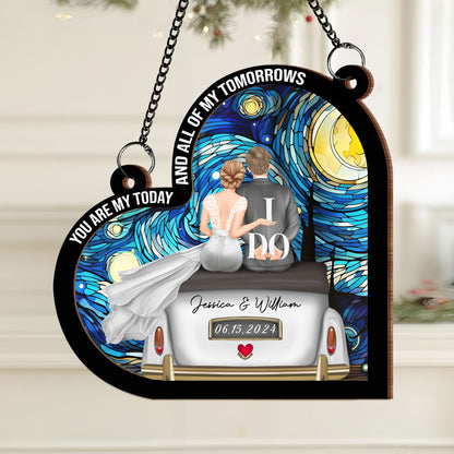 Romantic Wedding Keepsake - "You Are My Today and All of My Tomorrows" Layered Wooden and Acrylic Ornament, Perfect for Newlyweds