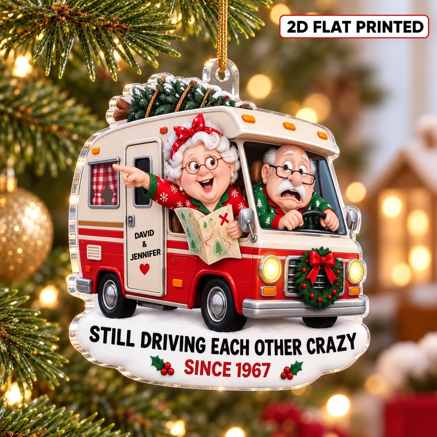 Personalized Funny Couple Christmas RV Acrylic Ornament, Still Driving Each Other Crazy, Gift for Grandparents