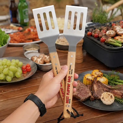 Personalized Wooden Grill Spatula for Dad, Unique BBQ Gift with Funny Red Grill Design