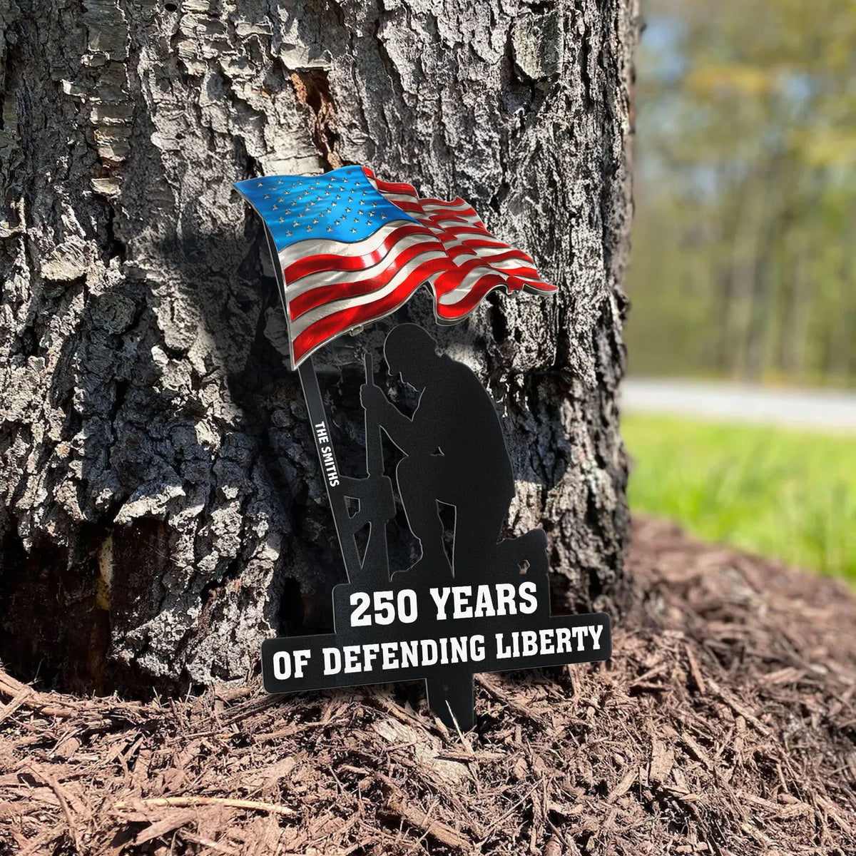 250 Years Of Defending Liberty Personalized Metal Garden Stake - Proud Patriotic Yard Tribute Gift