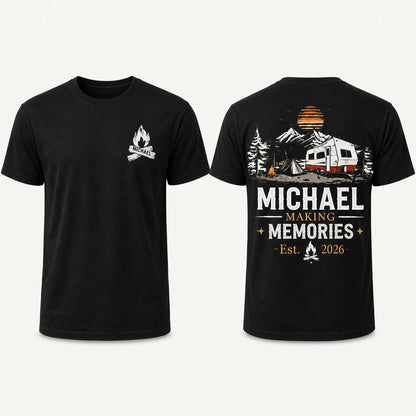 Personalized Camper T-Shirt, Custom Name & Year, Dual-Sided RV Camping Tee, Unique Gift for Campers