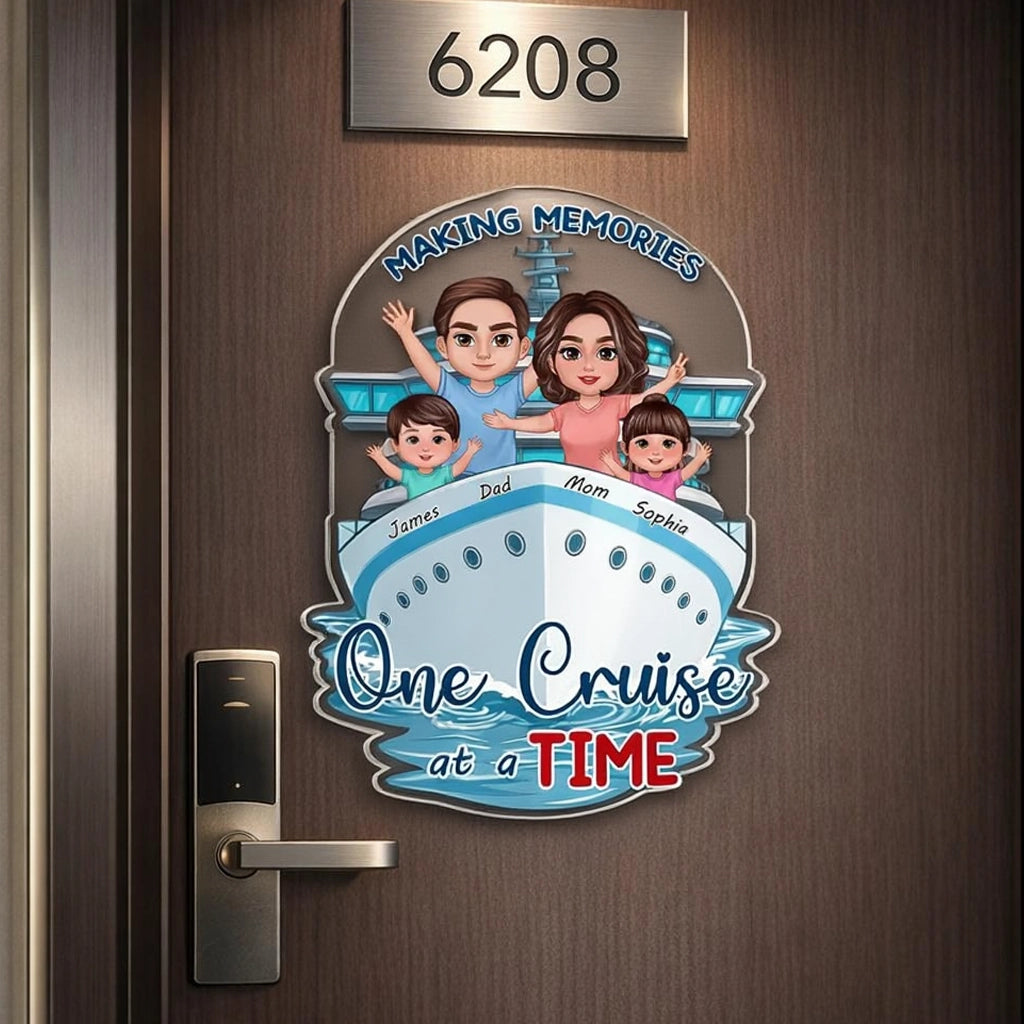 Personalized Acrylic Magnet Cruise Ship Family Waving Door Decor Making Memories One Cruise at a Time Unique Gift