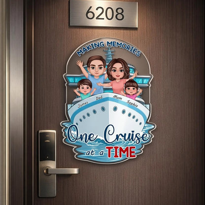 Personalized Acrylic Magnet Cruise Ship Family Waving Door Decor Making Memories One Cruise at a Time Unique Gift