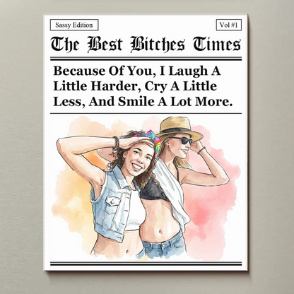 Acrylic Fridge Magnet, Personalized Friendship Newspaper Art, Creative Gift for Friends Who Laugh Together