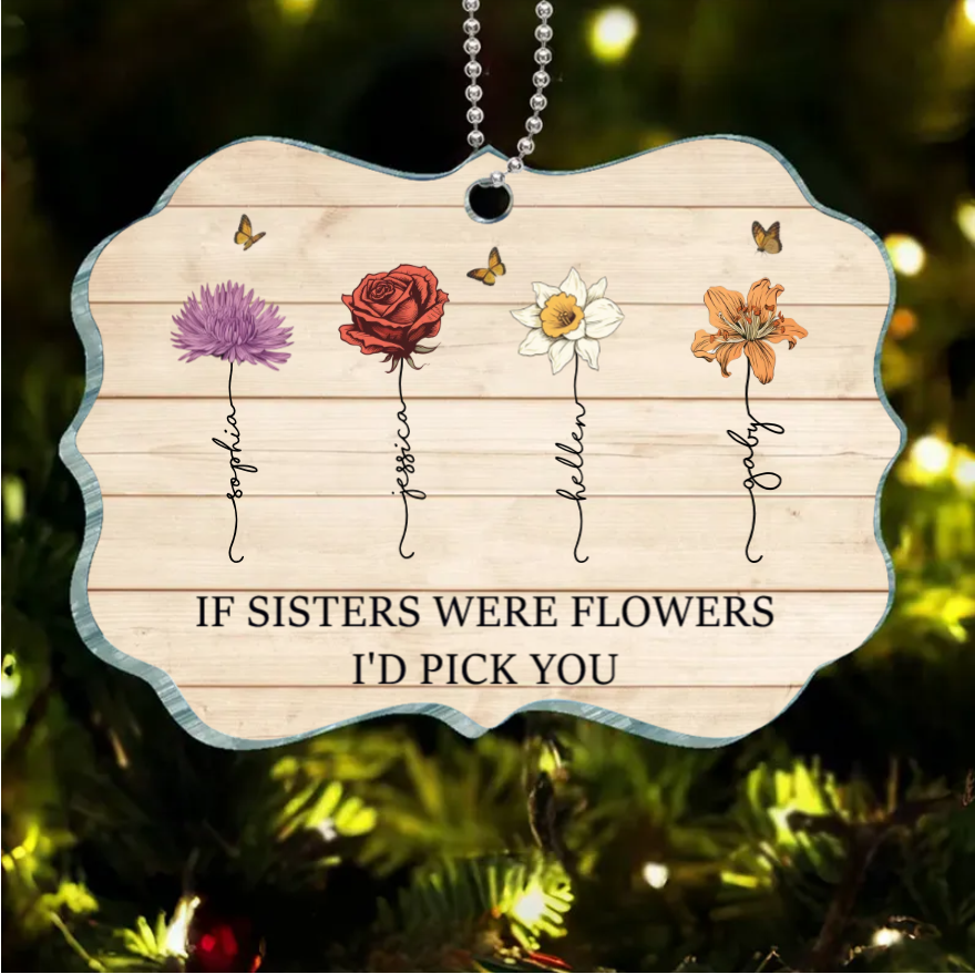 Custom personalized gift surprise with 'If Friends Were Flowers I'd Pick You' plaque, poster, ornament, jewelry dish, or keychain design