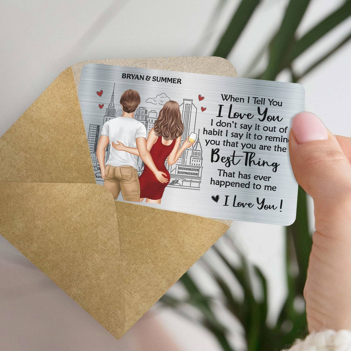 Personalized Aluminum Wallet Card with 'I Love You The Most' Engraving - Ideal for Anniversaries & Valentine's Day5