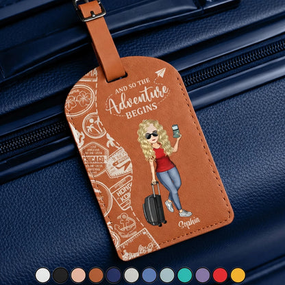 And So The Adventure Begins Luggage Tag, Personalized Travel Gift for Her, Fun Airport Vibes and Easy Bag ID