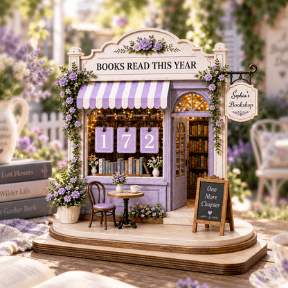 Personalized Floral Bookshop Reading Tracker, 2-Layer Wooden Plaque, Custom Book Count Gift for Book Lovers