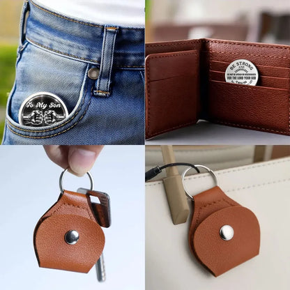 Pocket Hug - Custom Encouragement Keepsake Gift for Son, Be Strong and Courageous, Thoughtful Everyday Carry Token