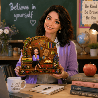 Personalized Teacher Wooden Plaque with Custom Name, Choose from Multiple Subject Themes, Unique Teacher Appreciation Gift