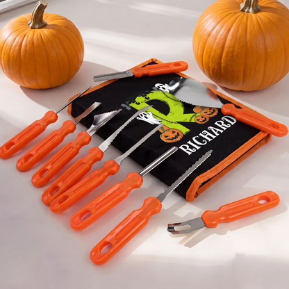 Personalized Pumpkin Carving Kit, Orange Spooky Design, Unique Gift for Kids and Young Crafters